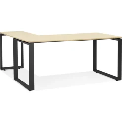 Bureau d'angle design 'BAKUS' en bois finition naturelle et métal noir
