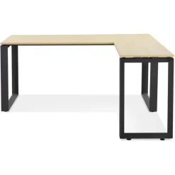 Bureau d'angle design 'BAKUS' en bois finition naturelle et métal noir