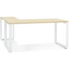 Bureau d'angle design 'BAKUS' en bois finition naturelle et métal blanc