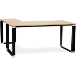 Bureau d'angle design 'XLINE' en bois finition naturelle et métal noir