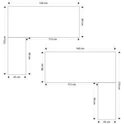 Bureau d'angle design 'XLINE' en bois finition naturelle et métal noir