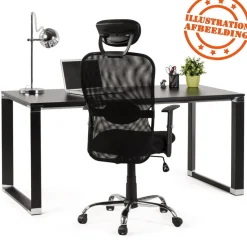 Bureau d'angle design 'XLINE' en bois finition naturelle et métal noir