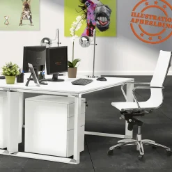 Bureau de direction droit design 'XLINE' en bois blanc