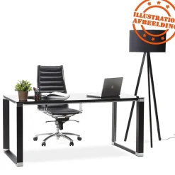 Bureau de direction droit design 'XLINE' en verre noir