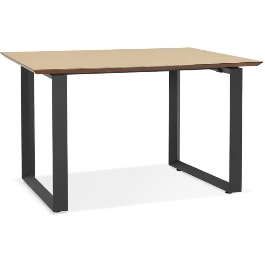 Bureau de direction droit 'GIMINI' en bois finition naturelle et métal noir