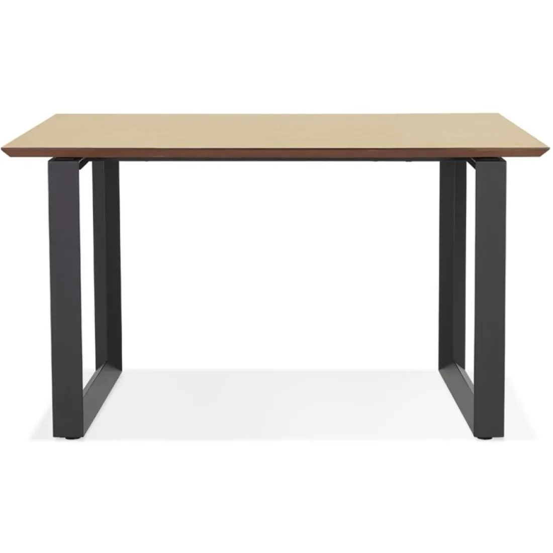 Bureau de direction droit 'GIMINI' en bois finition naturelle et métal noir