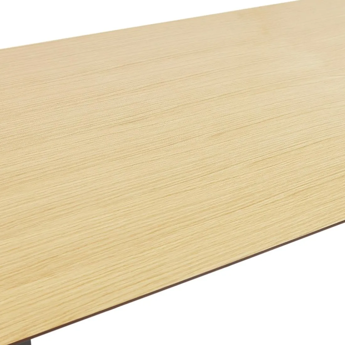 Bureau de direction droit 'GIMINI' en bois finition naturelle et métal noir