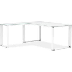 Bureau de direction en angle design 'XLINE' en verre blanc