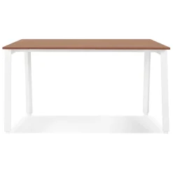 Bureau droit design 'AMADEUS' en bois finition Noyer et métal blanc