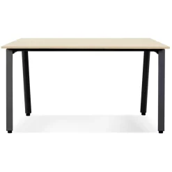 Bureau droit design 'AMADEUS' en bois finition naturelle et métal noir