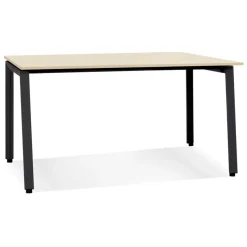 Bureau droit design 'AMADEUS' en bois finition naturelle et métal noir