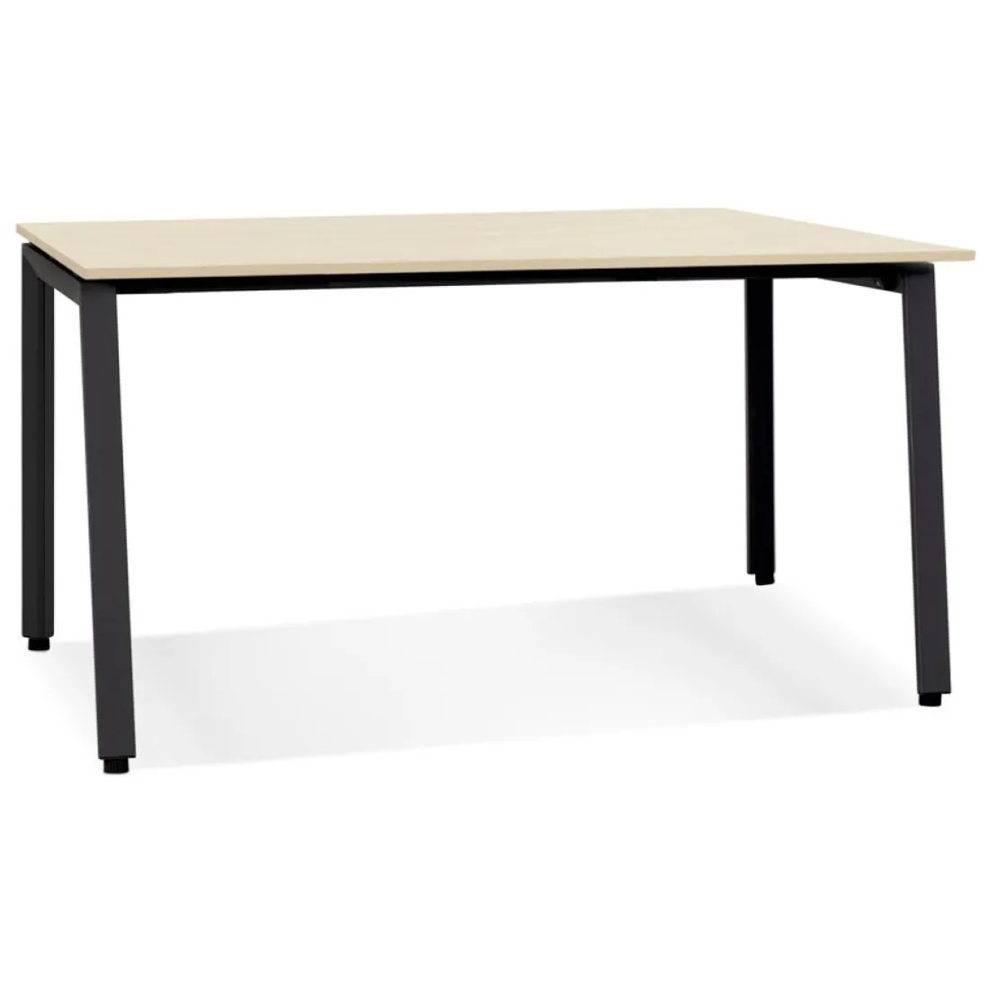 Bureau droit design 'AMADEUS' en bois finition naturelle et métal noir