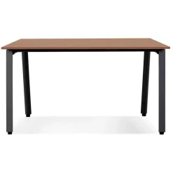 Bureau droit design 'AMADEUS' en bois finition Noyer et métal noir