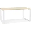 Bureau droit design 'BAKUS' en bois finition naturelle et métal blanc
