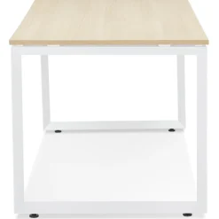 Bureau droit design 'BAKUS' en bois finition naturelle et métal blanc