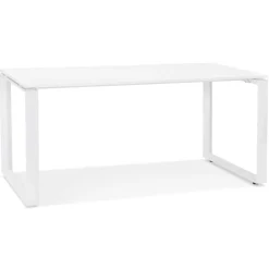 Bureau droit design 'BAKUS' en bois et métal blanc