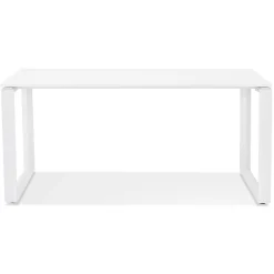 Bureau droit design 'BAKUS' en bois et métal blanc
