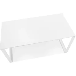 Bureau droit design 'BAKUS' en bois et métal blanc