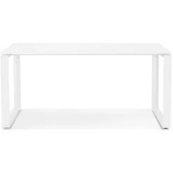 Bureau droit design 'BAKUS' en verre et métal blanc