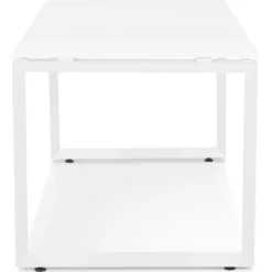 Bureau droit design 'BAKUS' en verre et métal blanc