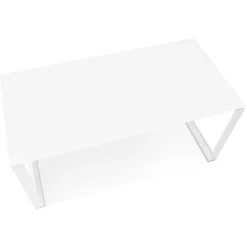 Bureau droit design 'BAKUS' en verre et métal blanc