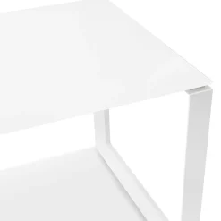 Bureau droit design 'BAKUS' en verre et métal blanc