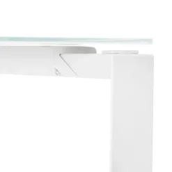 Bureau droit design 'BAKUS' en verre et métal blanc