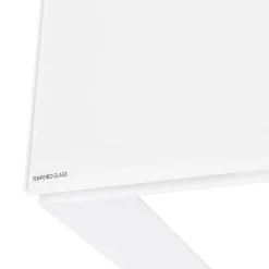 Bureau droit design 'BAKUS' en verre et métal blanc