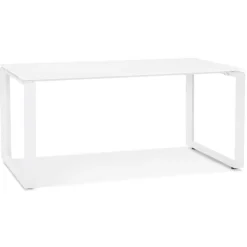 Bureau droit design 'BAKUS' en verre et métal blanc