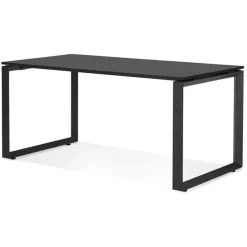 Bureau droit design 'BAKUS' en bois et métal noir