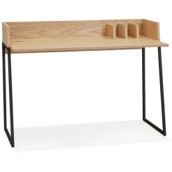 Bureau droit design 'SALMON' en bois finition naturelle et métal noir
