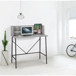 Bureau en métal noir et en bois gris clair de Style Industriel