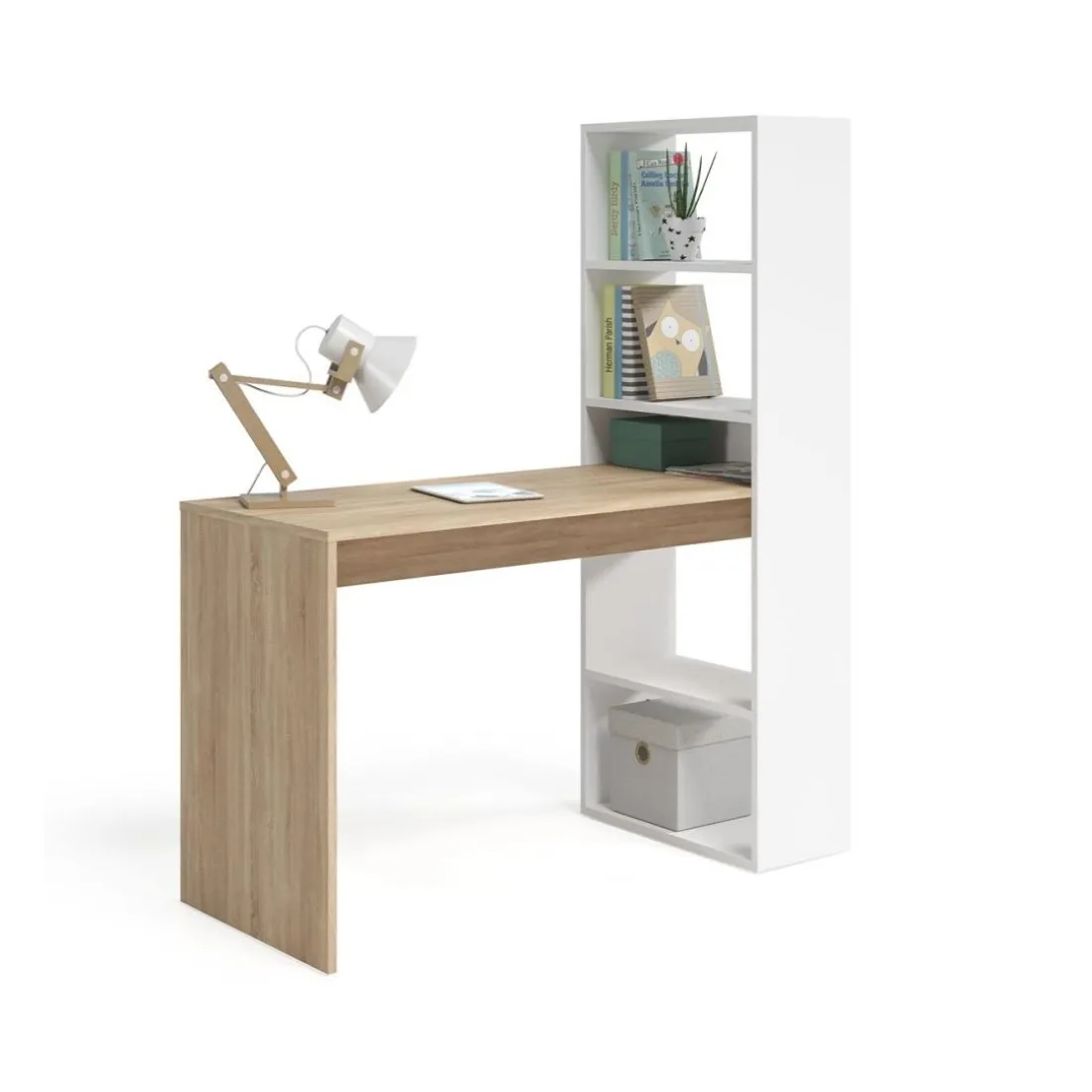 Bureau réversible avec étagère de rangement