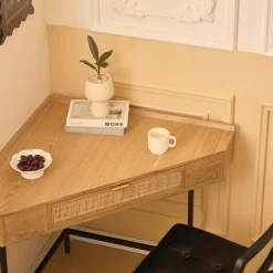 Bureau SETO style scandinave minimaliste sa structure en rotin et bois durable certifiée FSC design intemporel