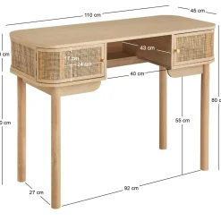 Bureau TOYAMA design épuré et sa structure en bois 2 portes coulissantes
