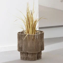 Cache pot en métal et cordes effet tressée FILOUS beige