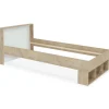 Cadre de lit simple Mitogo pour sommier avec 3 casiers de rangement Chêne clair