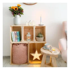 Caisse en pin massif modulable et empilable