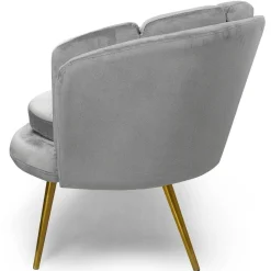 Canapé 2 places arrondi Brenda Velours Argent pieds Or