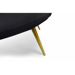 Canapé 2 Places Arrondi en Velours Noir Pieds Or