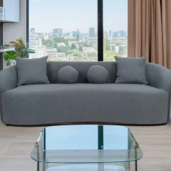 Canapé 4 places au design élégant et incurvé Alex XL Tissu bouclette Gris