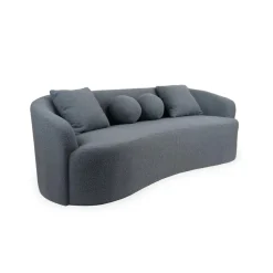 Canapé 4 places au design élégant et incurvé Alex XL Tissu bouclette Gris