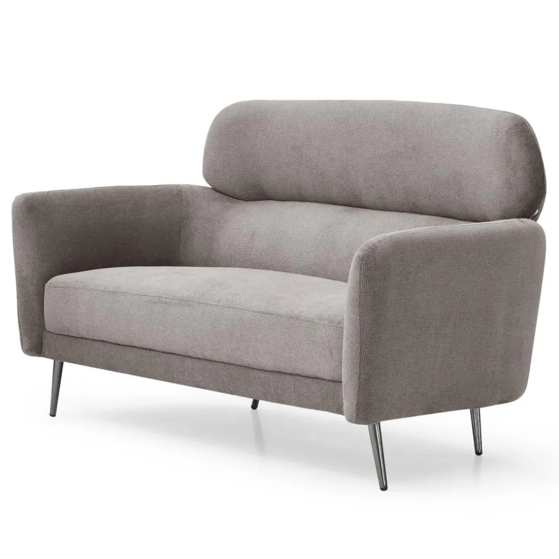 Canapé 2 places moderne avec haut dossier Damigal Tissu doux Gris taupe