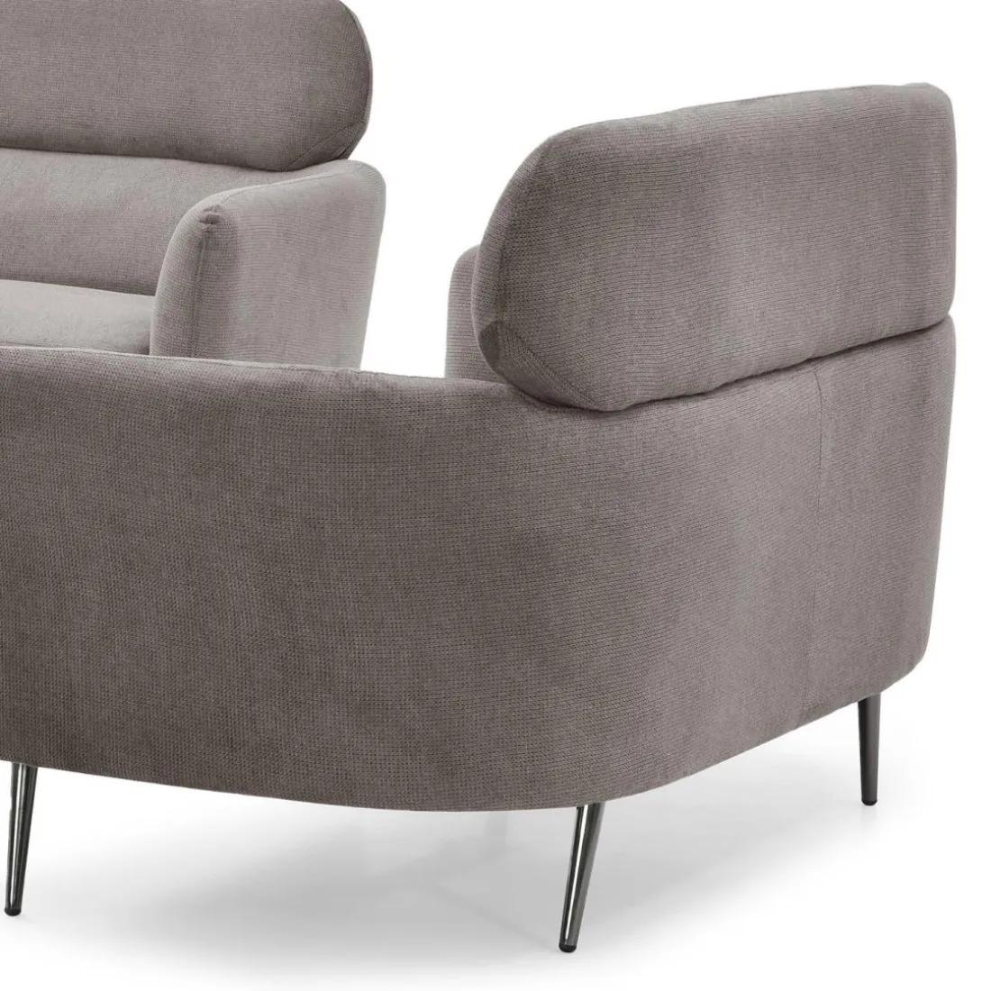 Canapé 2 places moderne avec haut dossier Damigal Tissu doux Gris taupe