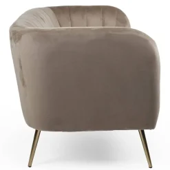 Canapé 2 places moderne Bombaro pieds métal doré et Velours Taupe