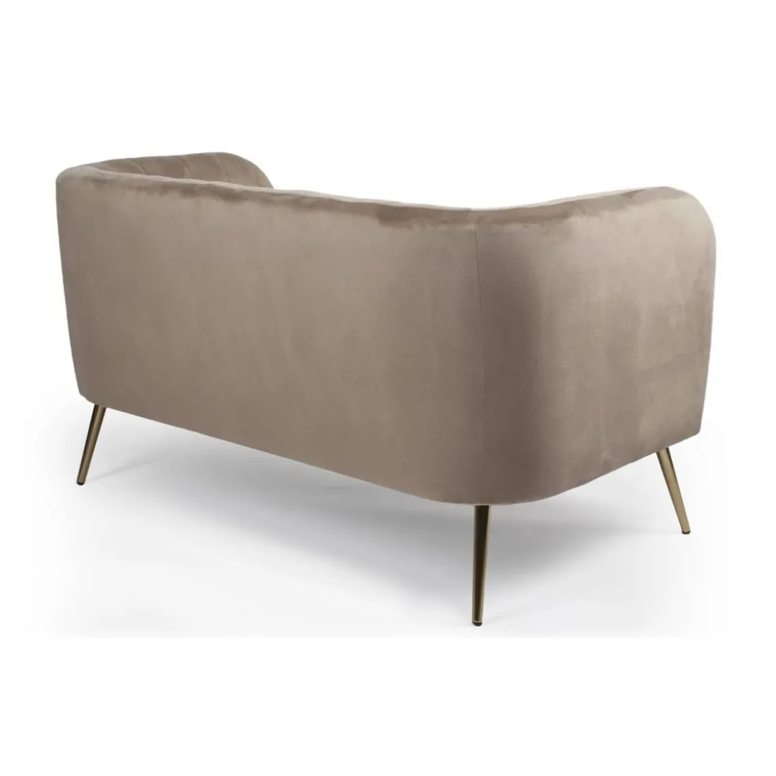 Canapé 2 places moderne Bombaro pieds métal doré et Velours Taupe