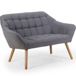 Canapé 2 places Scandinave Zentao Tissu Gris Clair