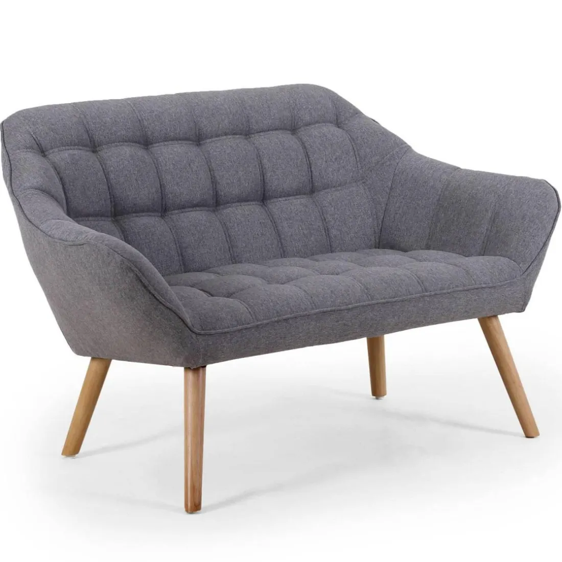 Canapé 2 places Scandinave Zentao Tissu Gris Clair