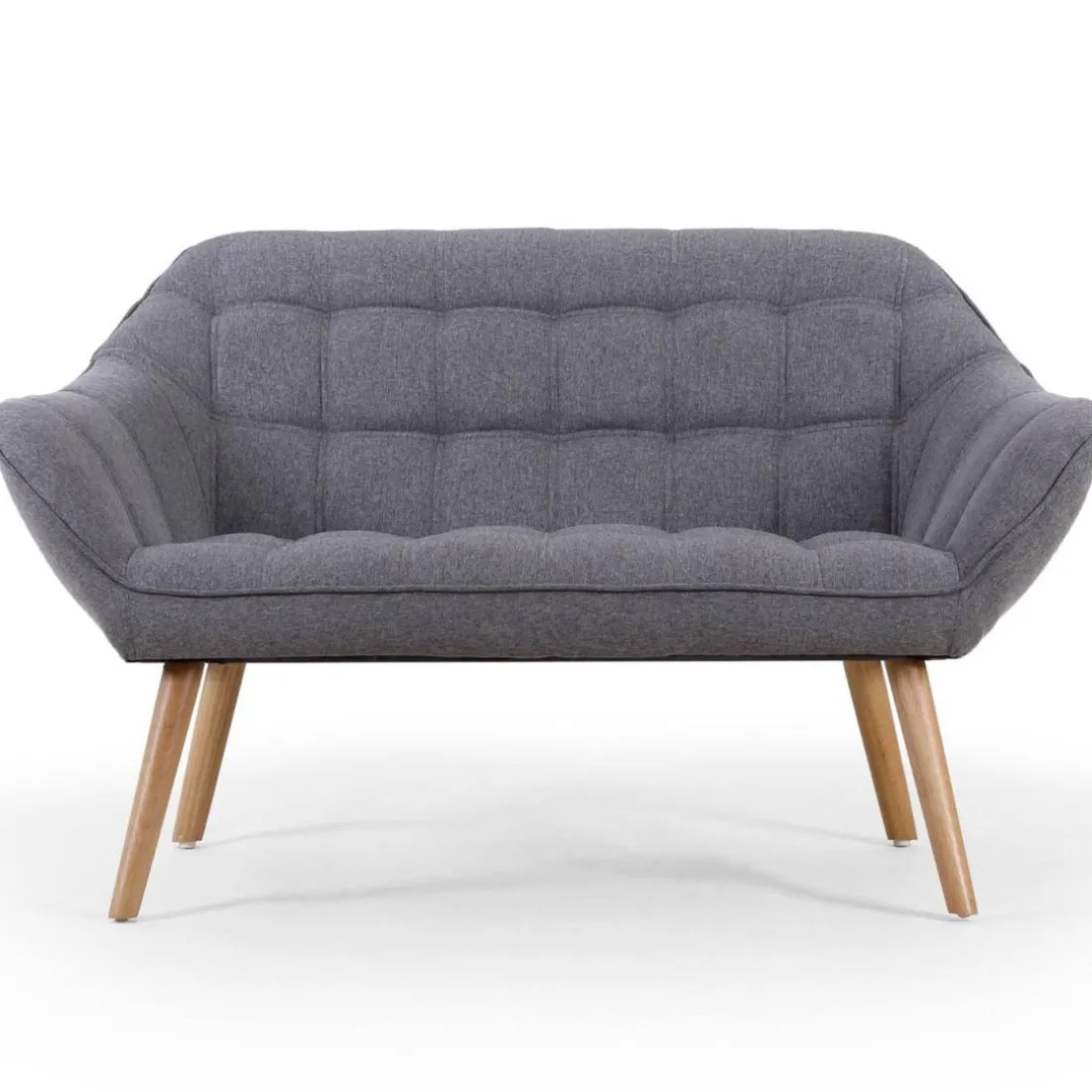 Canapé 2 places Scandinave Zentao Tissu Gris Clair
