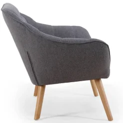 Canapé 2 places Scandinave Zentao Tissu Gris Clair